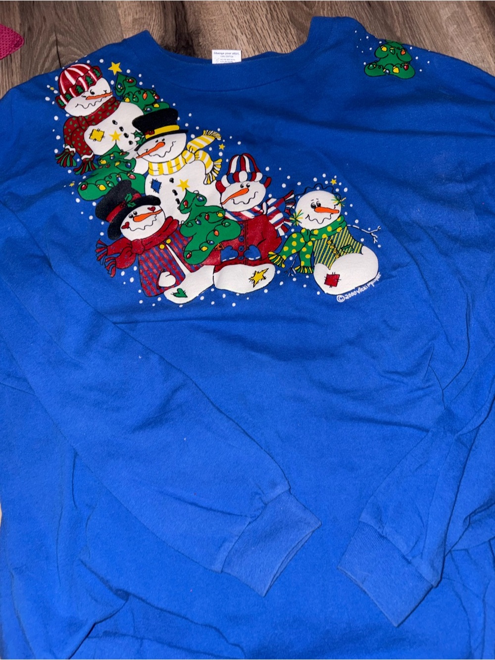 Blue Snowman Graphic Long Sleeve